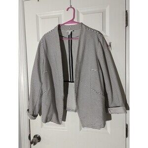 Ava And Viv White And Black Stripe Spring Suit Jacket Blazer Workwear Office 2x